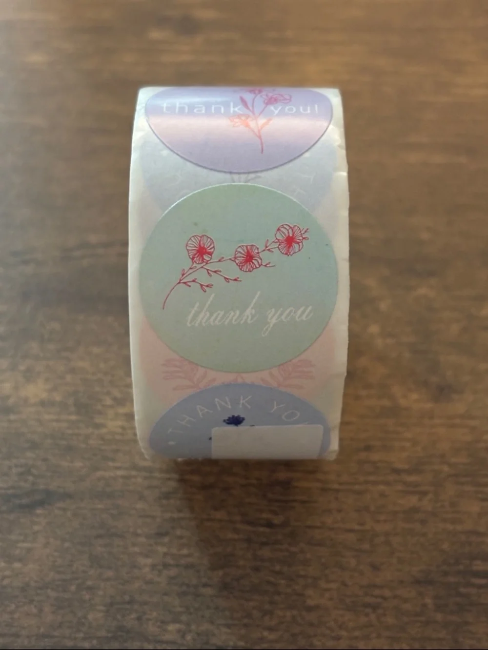 NWOT 500 Piece Pastel Thank You Sticker Roll